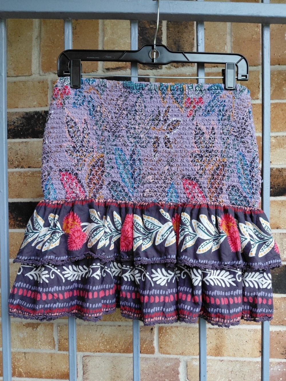 Farm Rio Purple Smocked Skirt